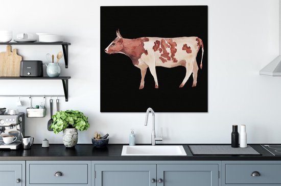 Peintures sur Toile Vache - Animal - Zwart - 90x90 cm - Décoration murale