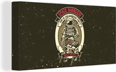 Canvas Schilderij Vintage - Astronaut - BBQ - 80x40 cm - Wanddecoratie - Vaderdag cadeau - Geschenk - Cadeautje voor hem - Tip - Mannen