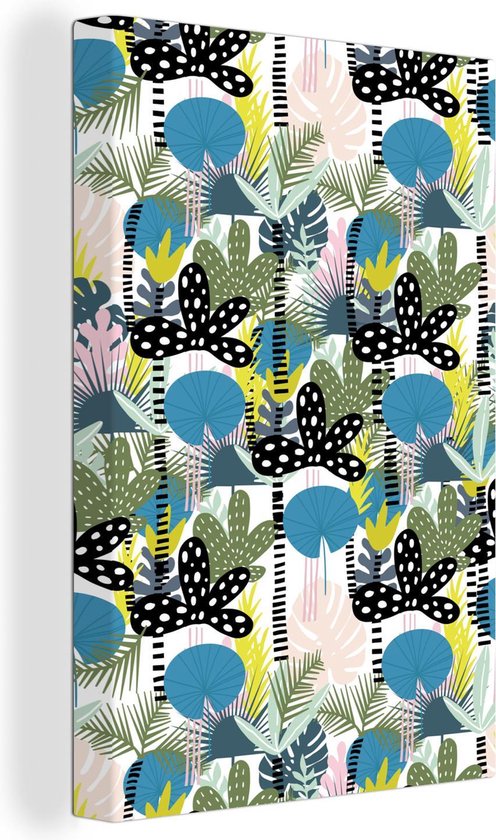 Canvas Schilderij Jungle - Planten - Kleuren - 60x90 cm - Wanddecoratie