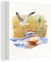 Peintures Toile Bateau - Vogel - Aquarelle - 20x20 cm - Décoration murale