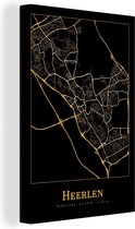 Tableau sur toile Carte - Heerlen - Or - Zwart - 80x120 cm - Décoration murale