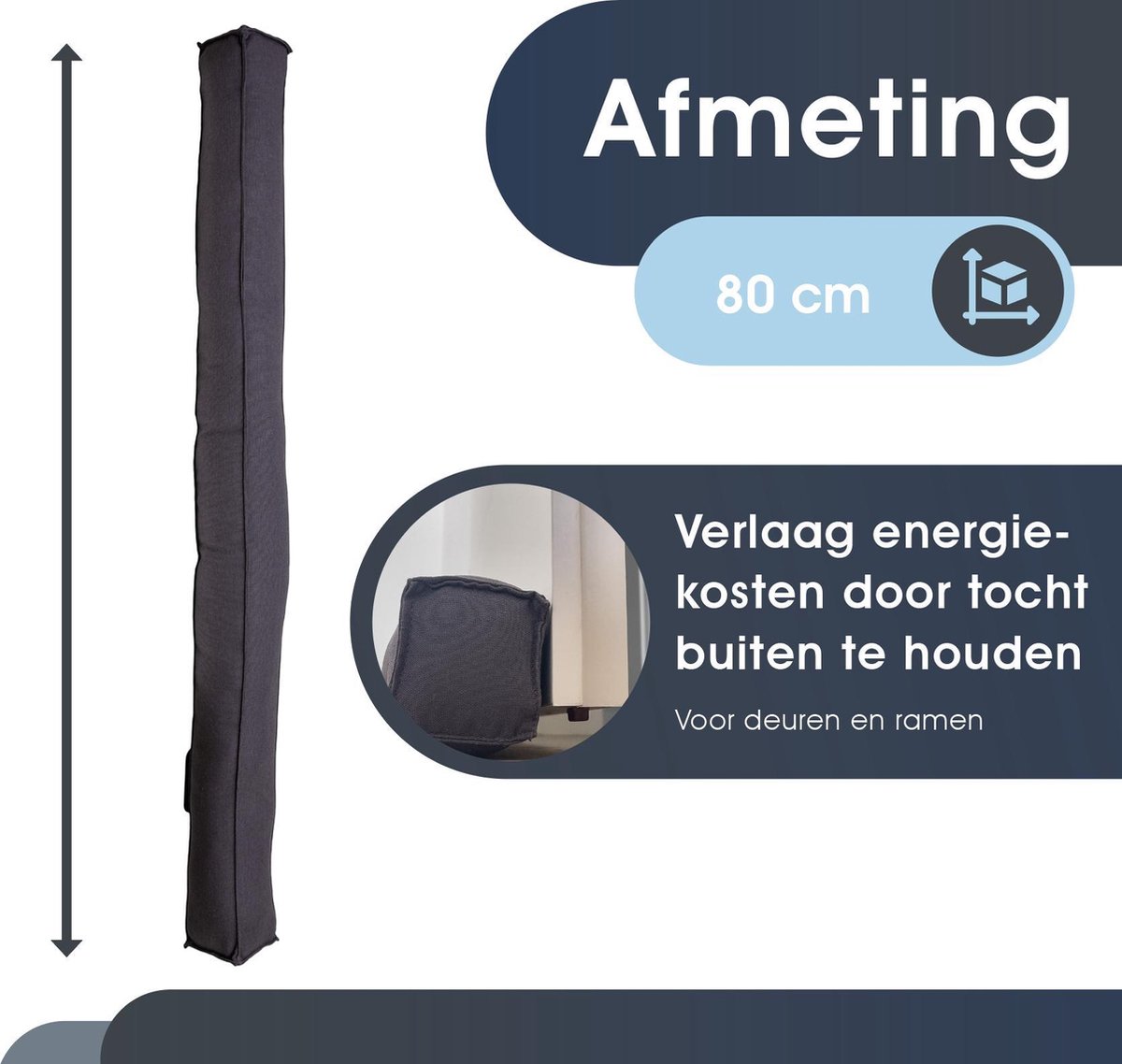 Rori Magnetische tochtstopper, voor deuren 80 cm, tochtstopper voor