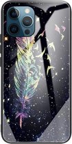 Kleurrijk geschilderd glas schokbestendig beschermhoes voor iPhone 13 Pro (veer)