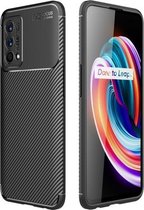 Voor OPPO Realme Q3 Pro 5G Carnaval-versie Koolstofvezeltextuur Schokbestendig TPU-hoesje (zwart)