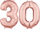Helium cijfer ballonnen 30  rosé goud.