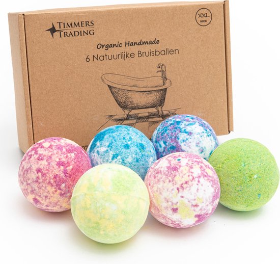 Bruisballen voor bad – XXXL maat 175 Gram – 6 unieke geuren en kleuren – 100% Natuurlijk