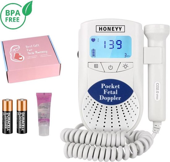 Product: Honeyy - Professionele Doppler - Baby hartje monitor - zwangerschapscadeau - inclusief ultrasound gel en batterijen, van het merk Honeyy