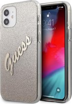 Guess Gradient Vintage Glitter Back Case - Geschikt voor Apple iPhone 12 Mini (5.4") - Goud