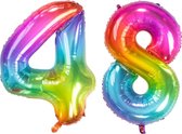 De Ballonnenkoning - Folieballon Cijfer 48 Yummy Gummy Rainbow - 86 cm