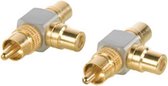 1x HQ RCA plug male naar 2x RCA Female adapter