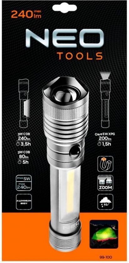 Lampe de poche LED, 3 piles incluses, intensité de 200 lumens