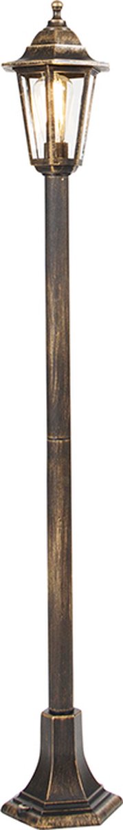 QAZQA new haven - Klassieke Staande Buitenlamp | Staande Lamp voor buiten - 1 lichts - H 1220 mm - Goud/messing - Buitenverlichting