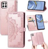 Voor Huawei Enjoy 20 5G Mandala Bloem Reliëf Horizontale Flip Lederen Case met Beugel / Kaartsleuf / Portemonnee / Lanyard (Rose Goud)