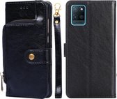 Voor Realme V11 5G Rits Tas PU + TPU Horizontale Flip Lederen Case met Houder & Kaartsleuf & Portemonnee & Lanyard (Zwart)