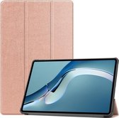 Voor Huawei MatePad Pro 12.6 2021 Custer-textuur Horizontale flip-lederen hoes met drievoudige houder en slaap- / wekfunctie (roségoud)