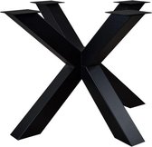 Zwarte stalen matrix tafelpoot hoogte 72 cm en breedte 96 cm (koker 10 x 10)