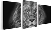 Artaza Canvas Schilderij Drieluik Leeuw - Leeuwenkop - Zwart Wit - 120x60 - Foto Op Canvas - Canvas Print