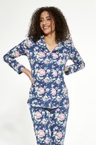 Cornette Katoenen Pyjama met Knoopjes Dames Volwassenen | Lange Mouw Lange Broek | Winter Pyama Dames Volwassenen | Cindy 482/283 L