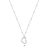 Twice As Nice Halsketting in zilver, open hart, 7 zirkonia  40 cm+3 cm