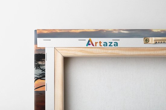 Artaza Canvas Schilderij Olifant - 120x60 cm - Groot - Wanddecoratie Afrika - Muurdecoratie Zonsondergang - Schilderijen Op Canvas