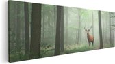 Artaza Canvas Schilderij Hert In Bos - 60x20 - Foto Op Canvas - Canvas Print