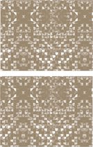 6x stuks retro stijl beige placemats van vinyl 40 x 30 cm - Antislip/waterafstotend - Stevige top kwaliteit