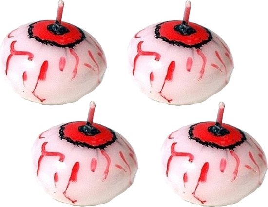 Set van 20x stuks halloween drijvende oogbollen/oogballen kaarsje van 4 cm - Decoratie/versiering