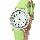 Horloge Ster-groen-leer-29 mm-Smalle Pols-Charme Bijoux