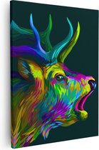 Artaza Canvas Schilderij Hertenkop - Hert - Abstract - Kleur - 80x100 - Groot - Foto Op Canvas - Canvas Print