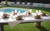 Matbeige en geverfde keramische dessertbord