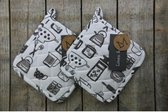 Kitchen Tools Pannenlap Onderzetter wit/zwart 20x20cm