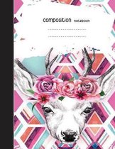 Composition Notebook, 8.5 x 11, 110 pages: Boho Deer