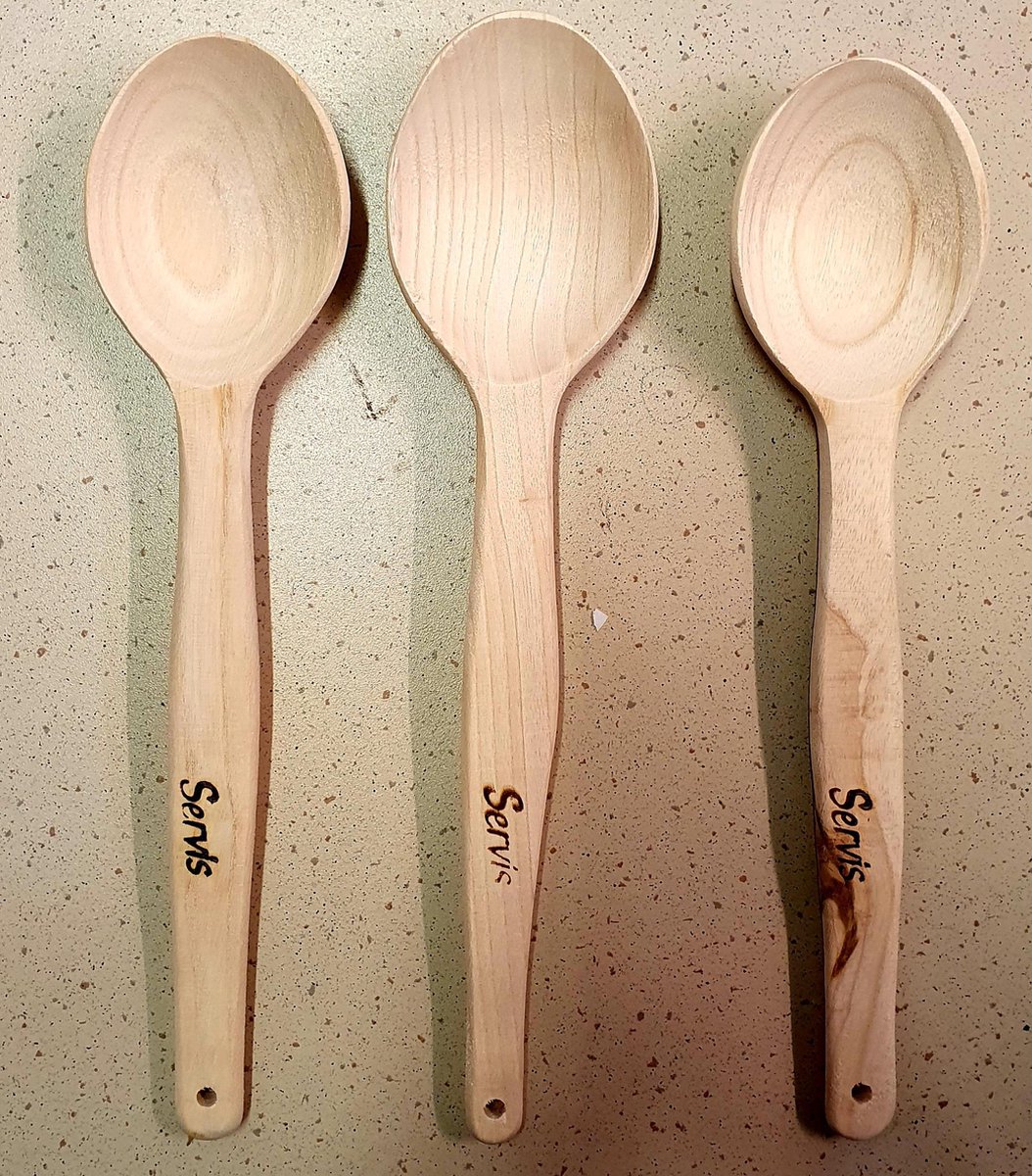 Serveer Lepel/Opscheplepel Hout - 30cm - Set van 3
