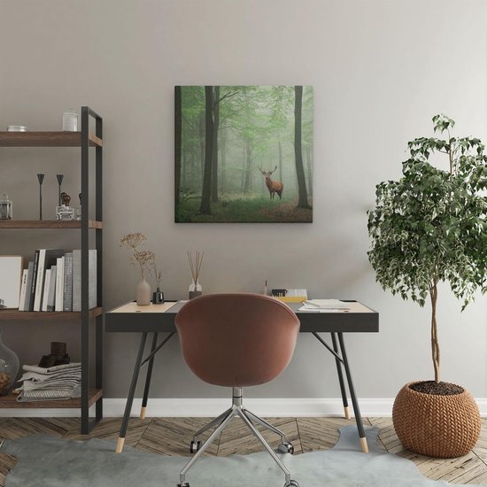 Artaza - Peinture sur toile - Cerf dans la forêt - 50x50 - Photo sur toile - Impression sur toile