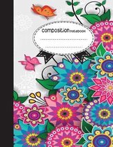 Composition Notebook, 8.5 x 11, 110 pages: cute butterfly and flowers