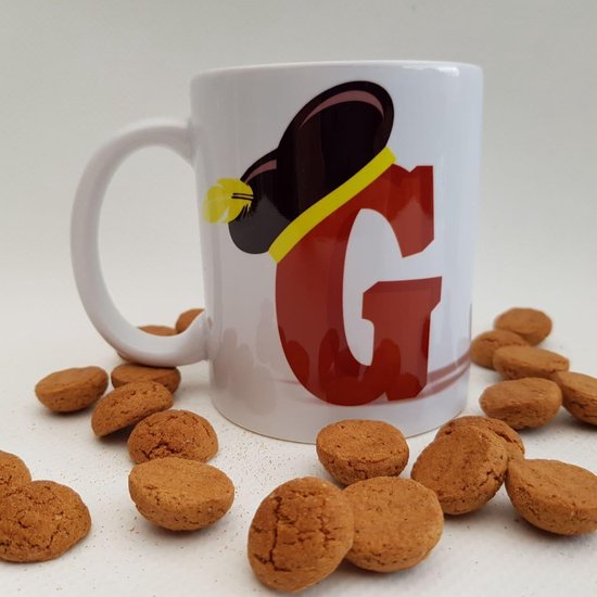 Tasse ou tasse avec la lettre G - tasse à café, tasse à thé, cadeau personnel, Sinterklaas, Sint, Piet, Piet hat, Sinterklaasfeest
