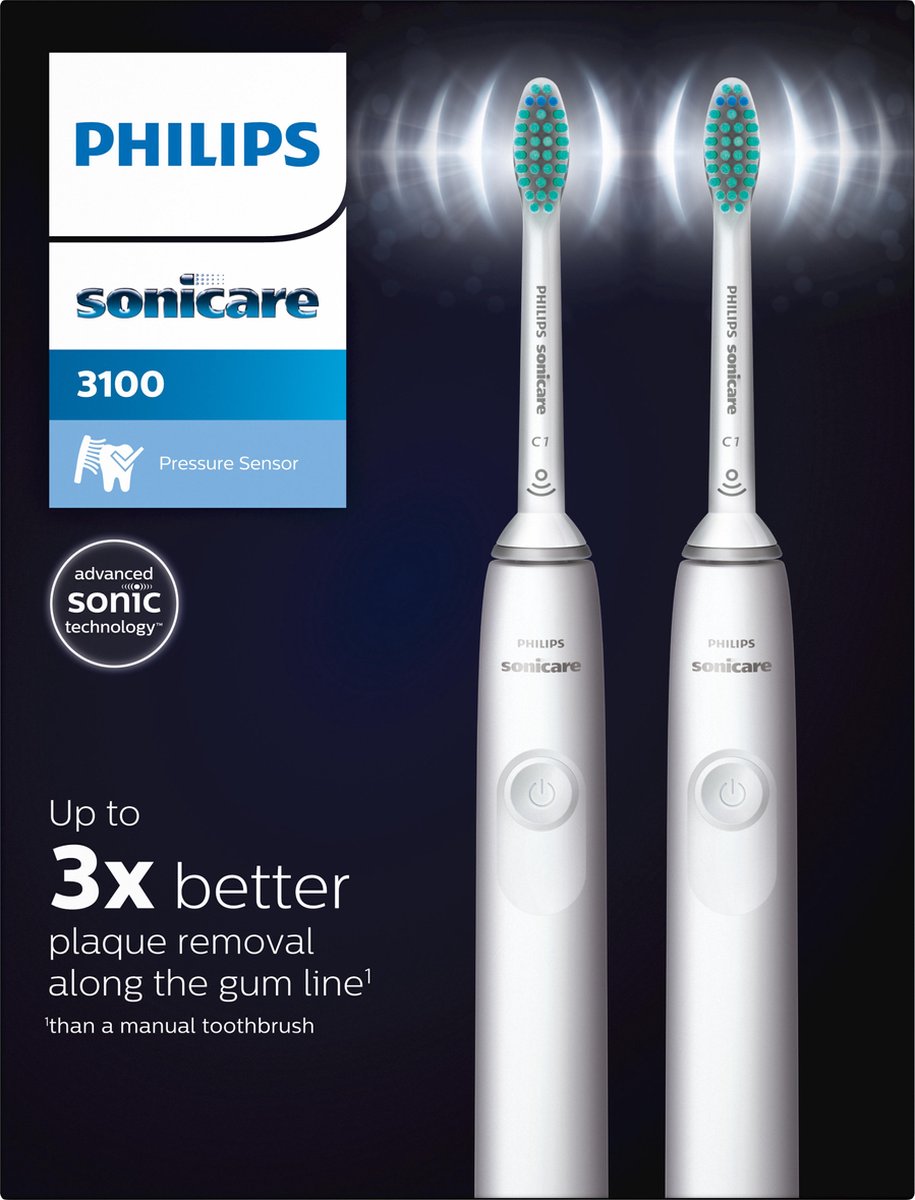 Afbeelding 3 van Philips Sonicare Series 3100 HX3675/13 - Elektrische tandenborstel - Wit - Duopack