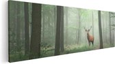 Artaza Canvas Schilderij Hert In Bos - 90x30 - Foto Op Canvas - Canvas Print