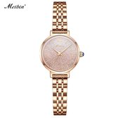 Longbo - Meibin - Dames Horloge - Rosé/Zilver/Rosé - Glitter - 28mm