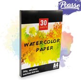 Pcasso ® Aquarelpapier Katoen - A4  formaat - 30 Vellen - 300 gr/m2 - Aquarelblok - Tekenblok - Voor Aquarelverf -