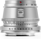 TT Artisan - Cameralens - 35 mm F1.4 APS-C voor Canon M-vatting, zilver