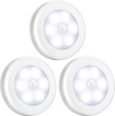 Zelfklevende Kastverlichting met Bewegingssensor – Keukenverlichting LED op Batterij – Draadloos – Wit – 3 Stuks
