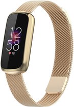 Milanees Smartwatch bandje - Geschikt voor  Fitbit Luxe Milanese band - champagne goud - Strap-it Horlogeband / Polsband / Armband