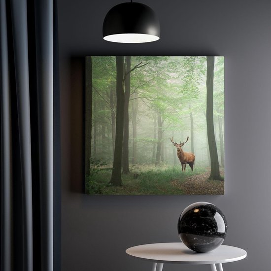Artaza - Peinture sur toile - Cerf dans la forêt - 40 x 40 - Klein - Photo sur toile - Impression sur toile