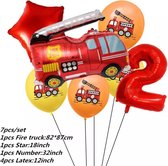 Brandweerwagen Folie Ballon nummer 2 ballonen set 7 delig brandweerwagen