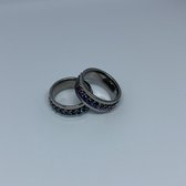 Zilver / Paarse Chainspinner Ring - Maat 20 - Man - Sierraad - Accessoires - Kettingmotief - Heren Ring - Outfit – Jewellery