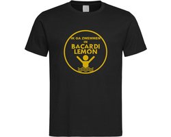 Zwart T-Shirt met “ Ik ga zwemmen in Bacardi Lemon “ print Goud Size L