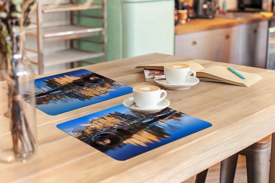Set de table - Napperons plastique - Canal - Amsterdam - Maison - 45x30 cm - 6 pièces - Résistant à la chaleur - Antidérapant - Sous-couche - Amovible