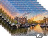 Placemat - Placemats kunststof - Amsterdam - Water - Nederland - 45x30 cm - 6 stuks - Hittebestendig - Anti-Slip - Onderlegger - Afneembaar