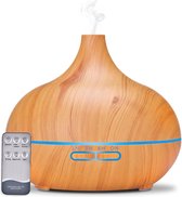 Vivid Green Aroma Diffuser - Luchtbevochtiger met Aromatherapie - Babykamer - Geurverspreider - Incl. Olie - 550 ML - Lichtbruin